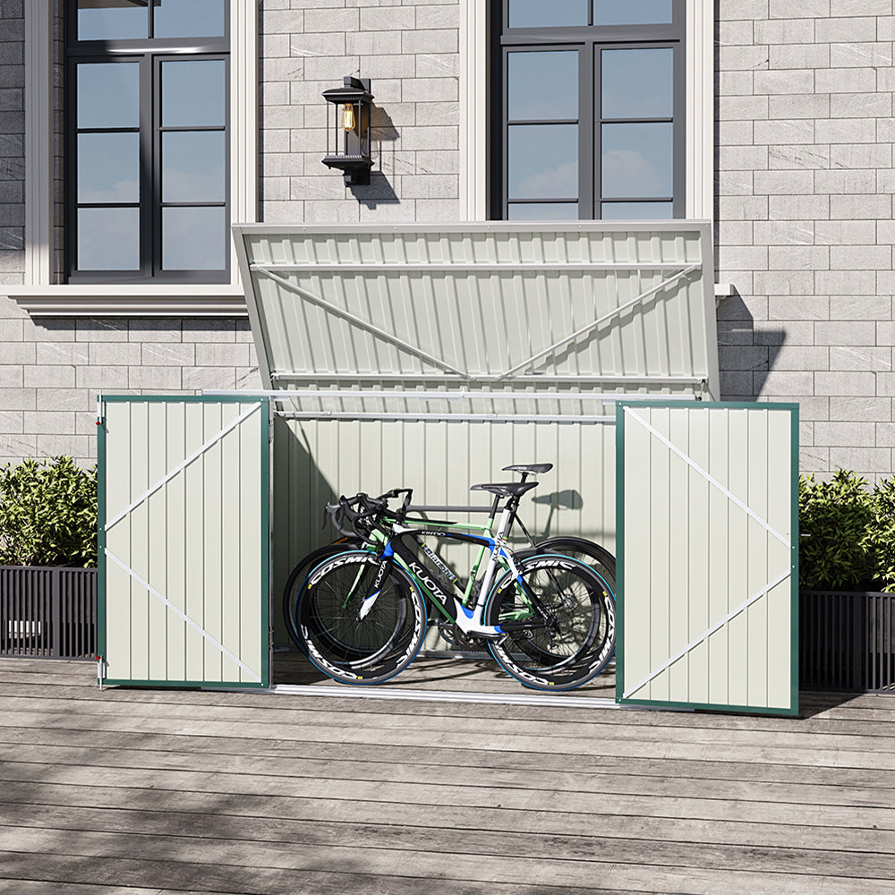 Abri de jardin en acier verrouillable 7x3 pieds anthracite/vert/gris