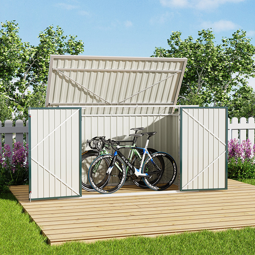 Abri de jardin en acier verrouillable 7x3 pieds anthracite/vert/gris