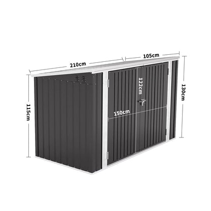 Abri de jardin en acier verrouillable 7x3 pieds anthracite/vert/gris
