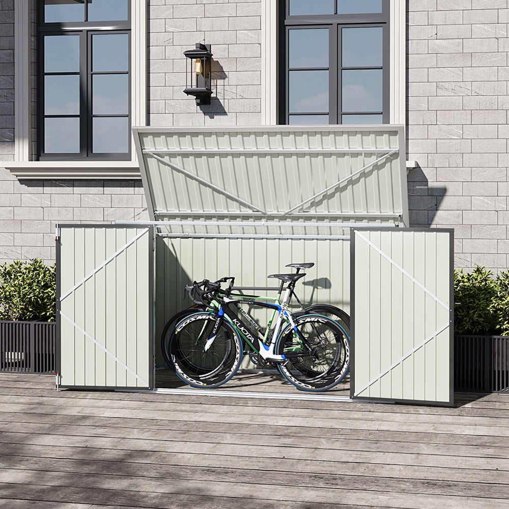 Abri de jardin en acier verrouillable 7x3 pieds anthracite/vert/gris