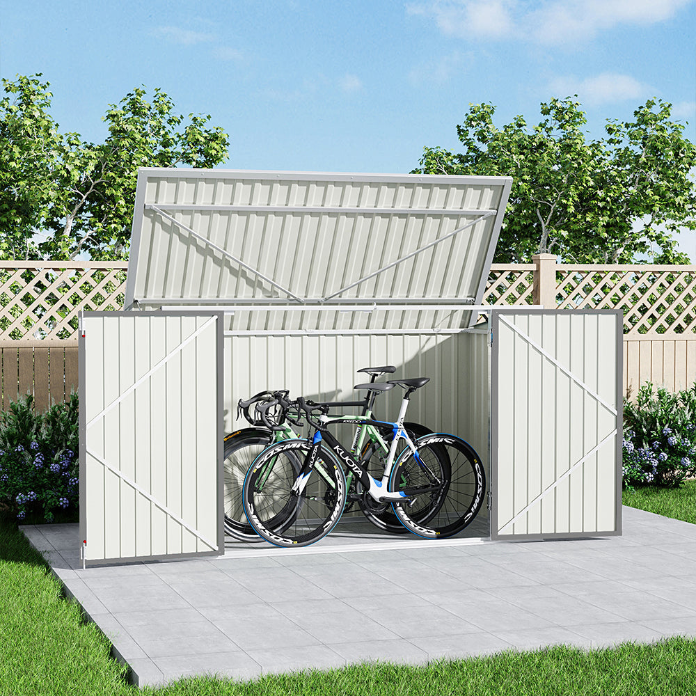 Abri de jardin en acier verrouillable 7x3 pieds anthracite/vert/gris