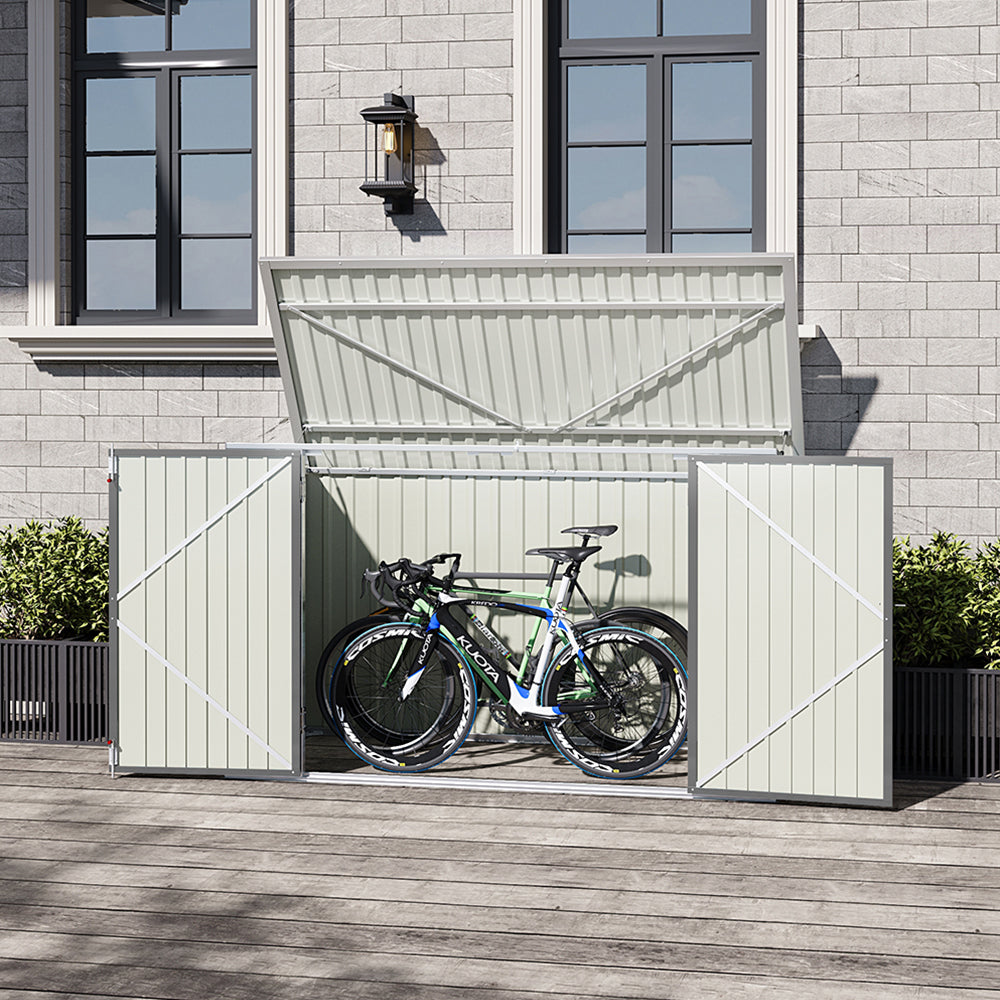 Abri de jardin en acier verrouillable 7x3 pieds anthracite/vert/gris