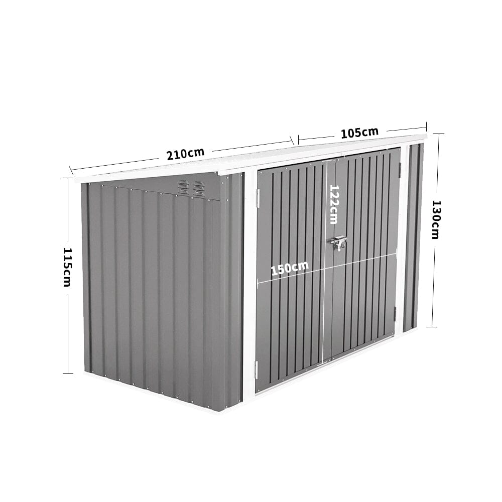 Abri de jardin en acier verrouillable 7x3 pieds anthracite/vert/gris