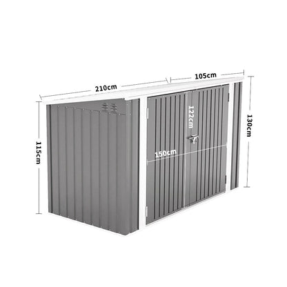 Abri de jardin en acier verrouillable 7x3 pieds anthracite/vert/gris