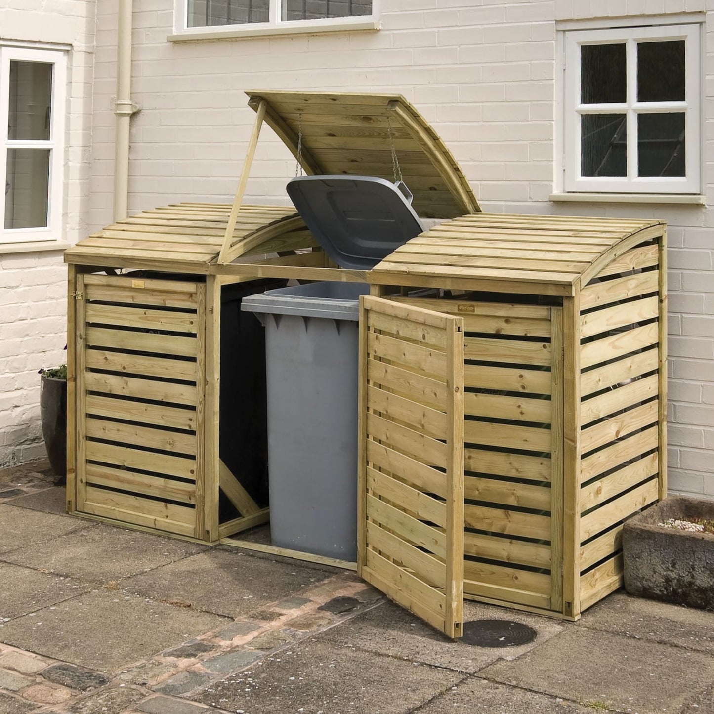 Abri de poubelles Rowlinson triple 2,4 x 0,9 m naturel
