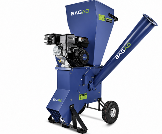 Bagao 208cc Petrol Garden Wood Chipper Shredder &amp; Mulcher – 4-Stroke Engine, 76mm Branch Capacity, Heavy-Duty Wood Chipping Machine