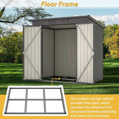 Compact 6x4 Metal Outdoor Storage Shed with Double Hinged Doors, Galvanized Steel Panels & Lockable Design