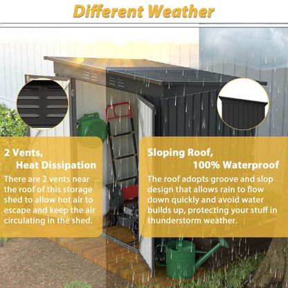 Compact 6x4 Metal Outdoor Storage Shed with Double Hinged Doors, Galvanized Steel Panels & Lockable Design