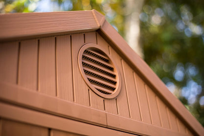 Abri de jardin Darwin 4X6 aspect bois naturel | Composite Evotech, résistant aux intempéries