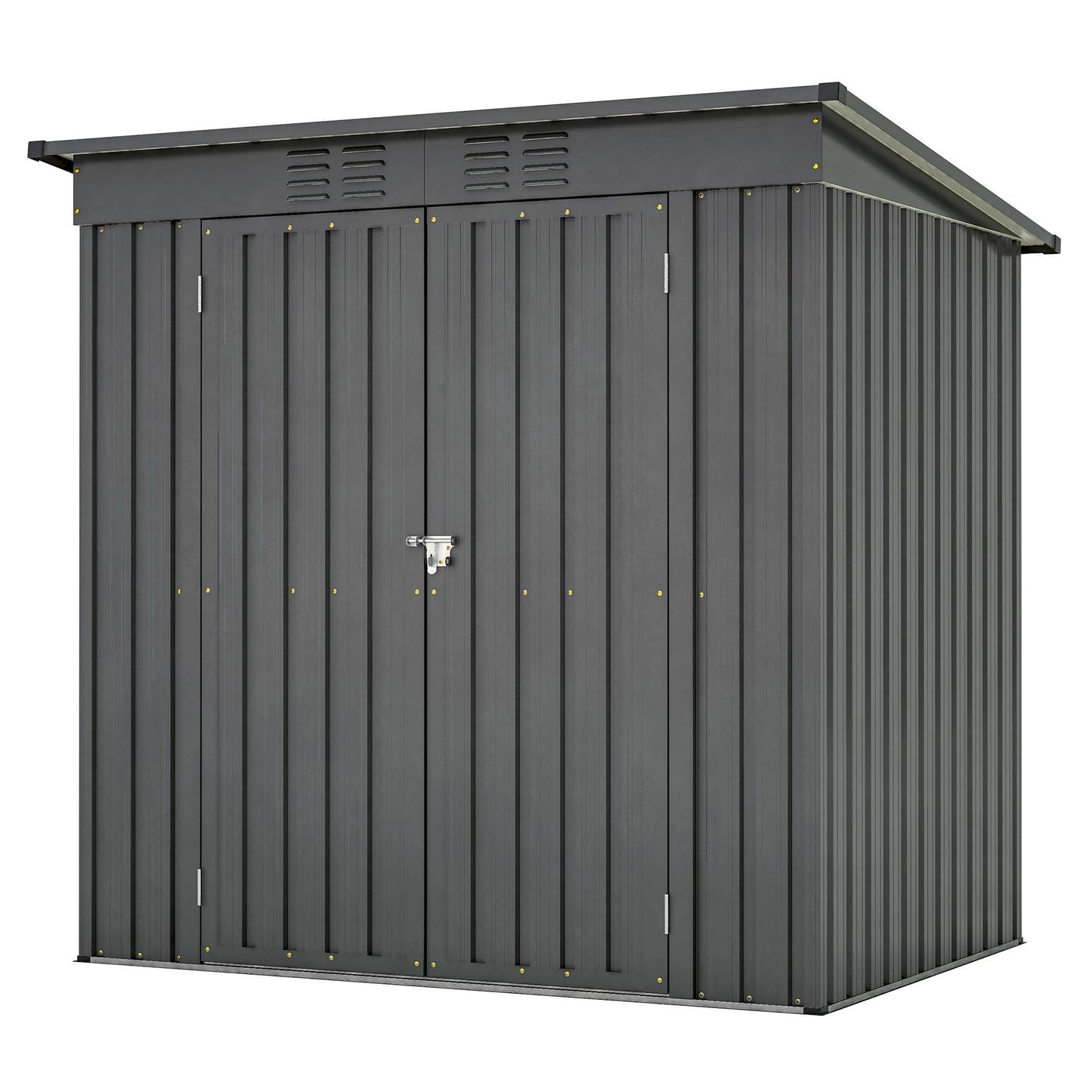 Compact 6x4 Metal Outdoor Storage Shed with Double Hinged Doors, Galvanized Steel Panels & Lockable Design