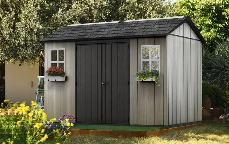 Abri de jardin Keter Oakland en résine grise de 3,35 x 2,28 m