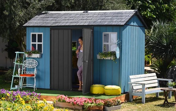 Abri de jardin Keter Oakland en résine grise de 3,35 x 2,28 m