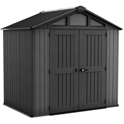 Abri de jardin Keter Stronghold 8x6 pi. en résine, aspect bois gris