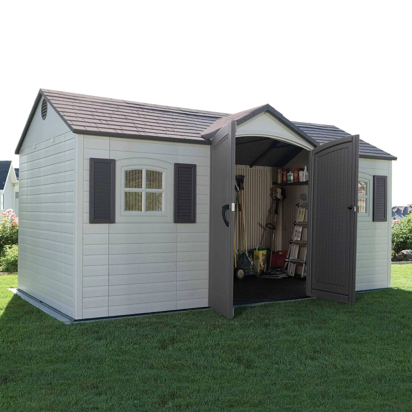 Abri de jardin en bois composite avec plancher inclus Heartland Coronado, 3,6 m x 2,4 m, avec pignon