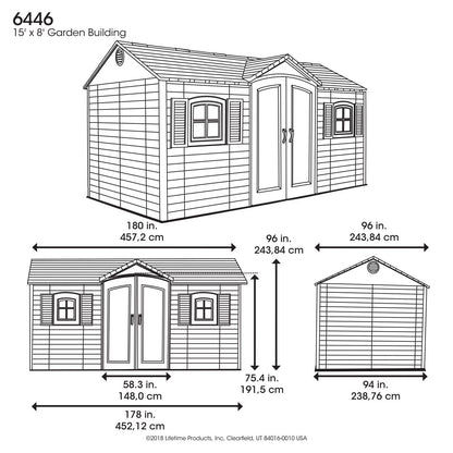 Abri de jardin en bois composite avec plancher inclus Heartland Coronado, 3,6 m x 2,4 m, avec pignon